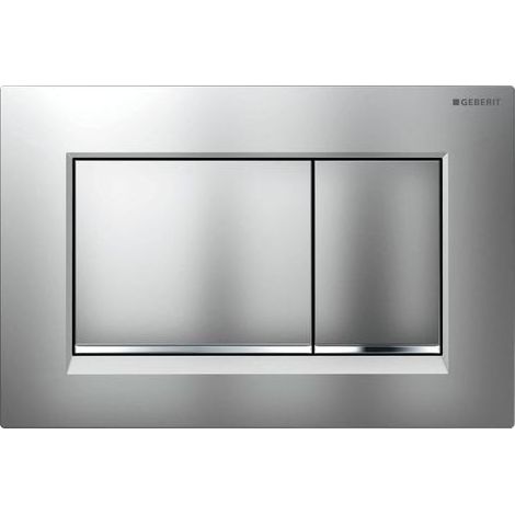 Plaque d'actionnement carrée Geberit Sigma20 (anciennement Sigma30) pour double chasse d'eau : laqué chrome mat, revêtement facile à nettoyer, chrome poli (115.883.JQ.1)