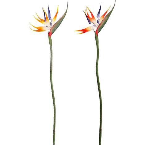 (Lot de 4) (Souple) Pot de fleurs artificiel oiseau de paradis de grande taille, de haute qualité et doux au toucher, idéal pour les compositions florales. Style coucher de soleil, environ 94 cm de lo (1/5)