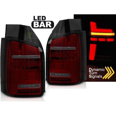 Paire de feux VW T6 20-22 FULL LED BAR DYN Rouge Fume (1/5)