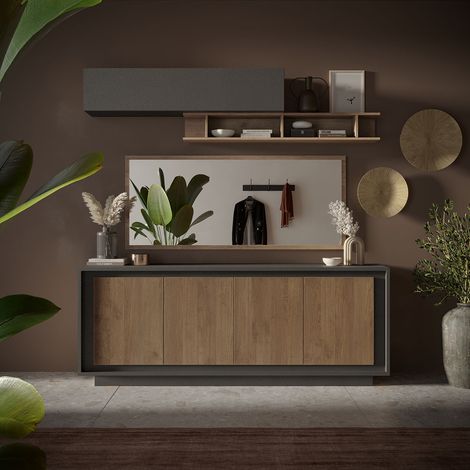 Buffet/bahut moderne 207 cm lave/mercure Rosine (1/4)