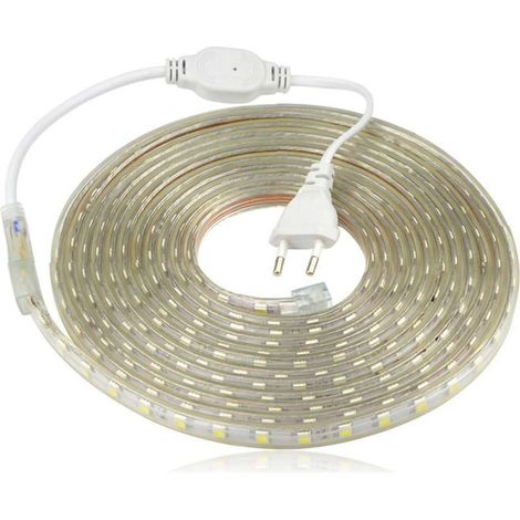 Ruban LED étanche 220V – Lumière blanc chaud – Longueur 4m – IP67 pour intérieur et extérieur – Gaine silicone transparente (1/4)