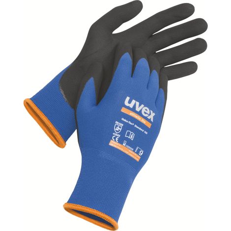 Gants de manutention Uvex athletic lite taille 8, Résistant à l'abrasion, 10Paire, Noir, Bleu ( Prix pour Paquet de 10 Paires )