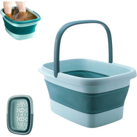1 pièce - Bain de pieds pliable - Vert - Bains de pieds - Bain de pieds piscine - Détendez vos pieds - Bains de pieds avec points de massage - Seau de bain de pieds pliable et portable (1/5)