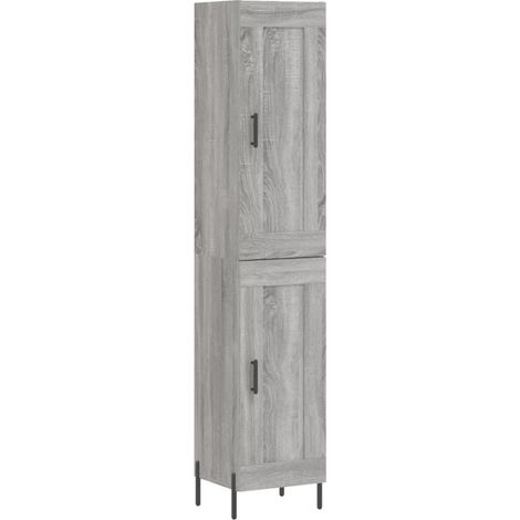 Buffet bahut commode armoire meuble de rangement organisateur cuisine salle de séjour salon haut sonoma 34,5 x 34 x 180 cm bois d'ingénierie gris