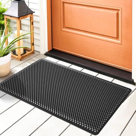 Paillasson Extérieur Silicone 43x76 cm Noir - Tapis de Porte Antidérapant, Lavable & Résistant Anti-salissures (1/5)