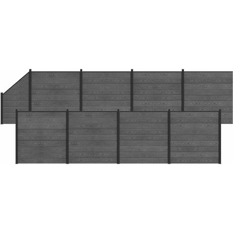 Zaunelement 9 pcs WPC und Aluminium Grau vidaXL