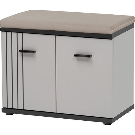 Meuble de Rangement Avec Coussin "Hugo" 60cm Gris & Noir (1/3)
