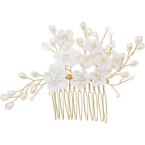Bridal Flower Hair Comb Crystal Rhinestone Hats Bridal Hairstyle Pearl Hair Clips Decorative Accessories for Women Ladies Girls Wedding (1/5)
