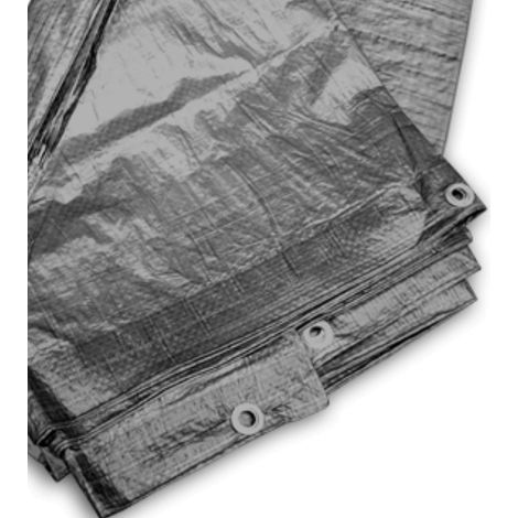1 Bâche de protection 200 g/m², œillets en aluminium, polyéthylène gris, pour jardin et chantier