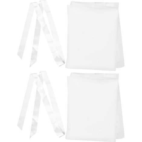 Housse de Chaise en Tulle à Nœud Long, 2 Pièces, Blanc (1/5)