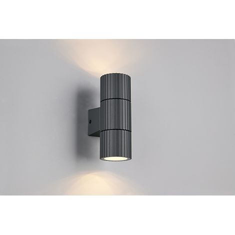 Applique murale extérieure noire rainurée haut-bas 2xGU10 PARANA Trio (1/2)