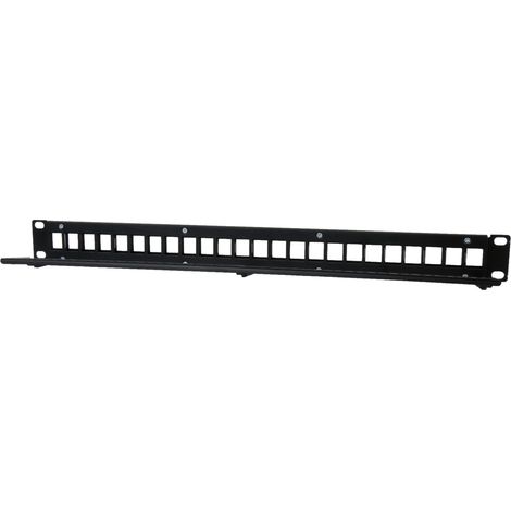 19" PHASAK 1U Frontplatte für 24 Keystone-Steckverbinder mit UTP-Kabelorganisation, rackmontierbar, schwarz, robust und einfach zu installieren