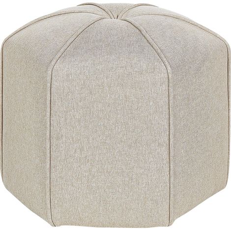 Pouffe WISHEK Faux Linen Beige (1/5)