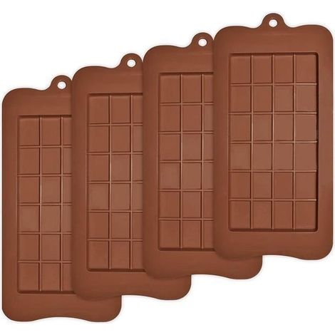 Lot de 4 moules à tablette de chocolat anti-adhésifs en silicone de qualité alimentaire pour barres protéinées et énergétiques (1/4)