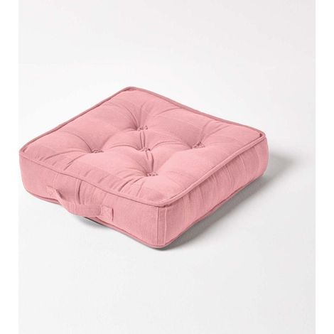 HOMESCAPES Pink Rajput Ribbed Cotton Floor Cushion