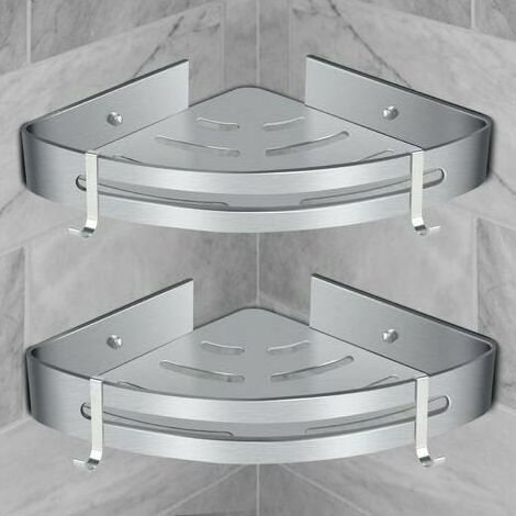 Soavoa Étagère Douche Angle Sans Perçage Adhésive Salle De Bain Inox Lot De 2 (1/4)