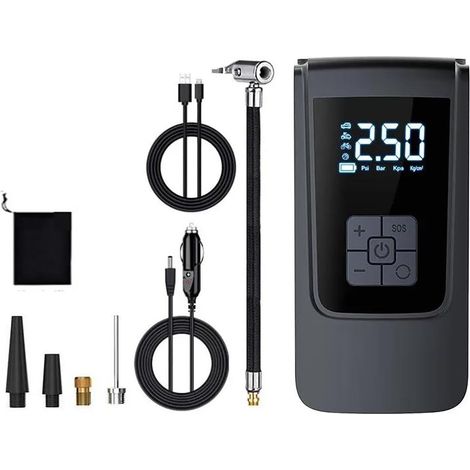 Tragbarer Auto-Luftkompressor, Reifenfüller, 4000 mAh DC 12 V 150 psi Reifenpumpe mit Digitalanzeige, leichter Reifenfüller (kabellos DC USB)