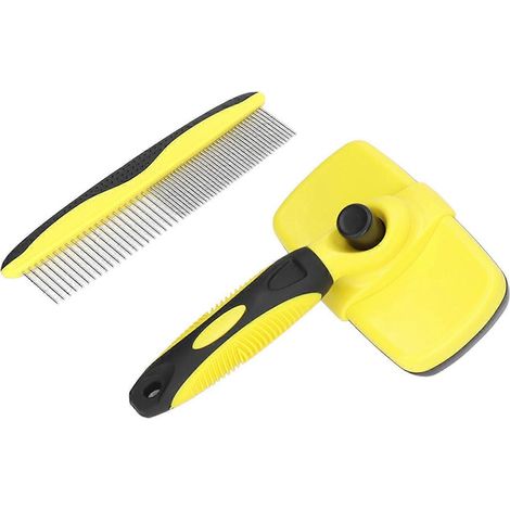 Brosse carde pour animaux, peigne autonettoyant, boutons pour éliminer les poils morts, brosse carde pour chat, toilettage (1/2)