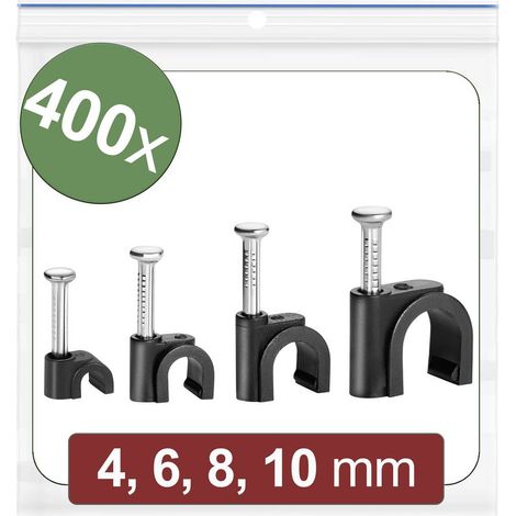 Quadrios 24CA436 Chiodino fissacavo 24CA436 Intervallo Ø fascio 2 fino a 10 mm Nero 400 pz.