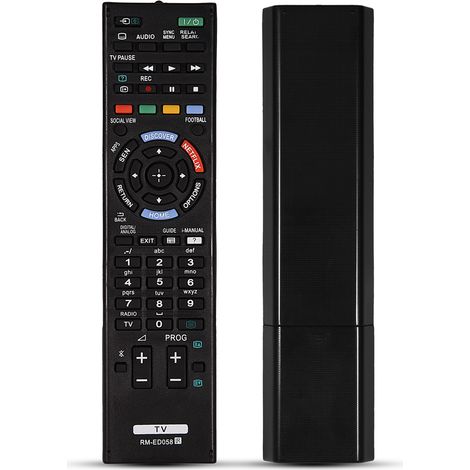 Mando a distancia negro compatible con Sony RM-ED058 – Reemplazo de TV – Largo alcance – Juego completo de botones – Mayor comodidad
