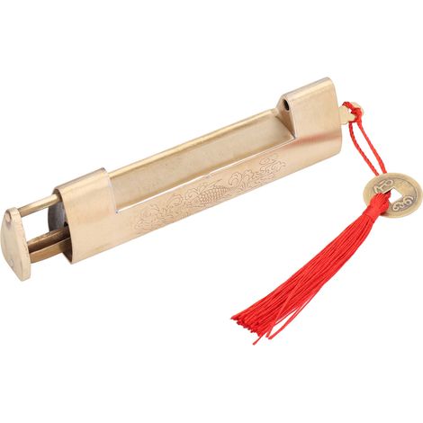 Cadenas ancien en laiton, espacement de 8 cm, cadenas délicat de style chinois ancien pour boîte à bijoux, avec clé (1/5)