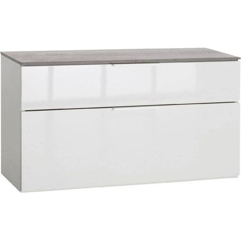 PANCA DOPPIO CASSETTO LINEA 'GALAVERNA' cm. 35 x 90 x h.50 - cemento/bianco
