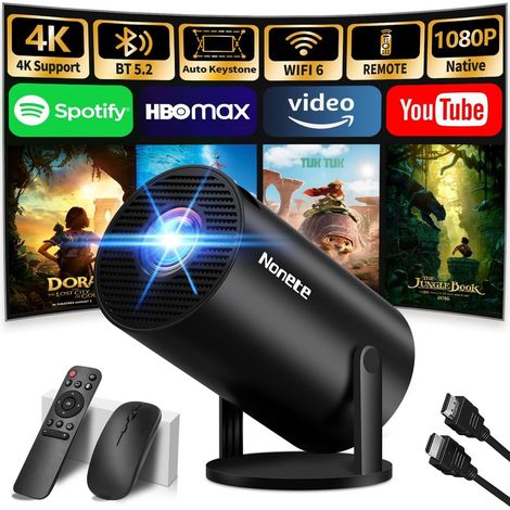 Vidéoprojecteur 4K 1080P Mini Projecteur avec Bluetooth 5.2, 270° RotationSupporte HDMI/TVStick/Memory Stick/Laptop (1/5)