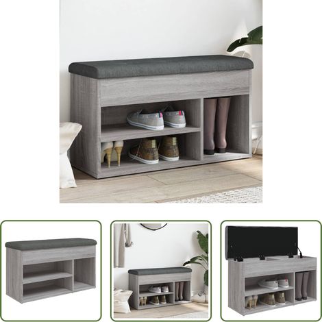 Flurbank - Schuhbank Grau Sonoma 82x32x45,5 cm Holzwerkstoff (1/5)