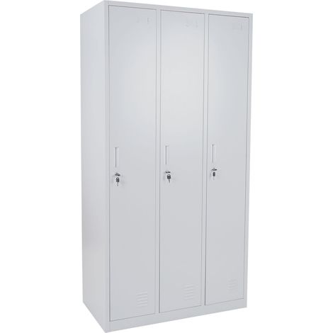 Schließfach Preston T829, Spind Wertfachschrank Schließfachschrank, Metall 3 Fächer grau (1/5)