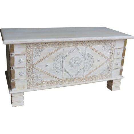 Baul de madera azul 90x40x45h cm (1/4)
