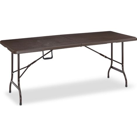Tavolo da giardino pieghevole 73 x 180 x 74 cm per 8 persone design naturale in plastica marrone 130005538