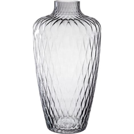 Vase à Fleurs, en Verre Gris, diamètre : 7,2 cm, au Look Tactile, pour Bouquets créatifs, Design Intemporel, Hauteur : 38 cm, Gris (1/5)