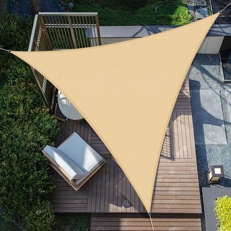 Voile d'ombrage triangulaire 3x3x3m tissu d'ombrage imperméable anti-ultraviolet adapté pour cour jardin, terrasse, extérieur, balcon, plage - 3 (1/5)