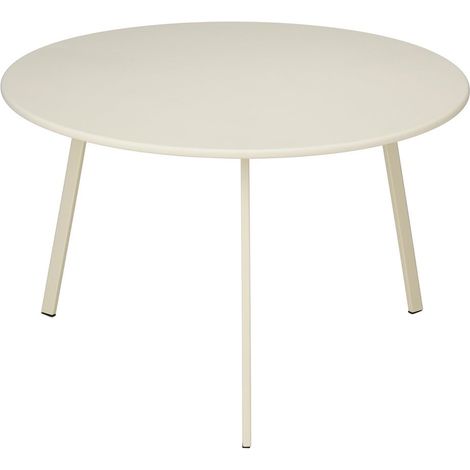 Table d'appoint ronde en métal crème style industriel pour salon et jardin Ø 60,5 x H 38 cm - PANGIVO (1/5)