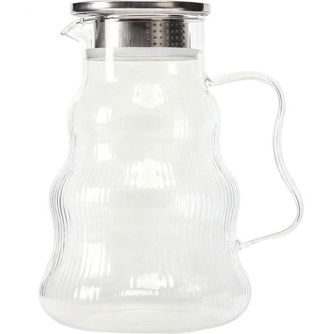 Carafe élégante avec couvercle anti-gouttes 20 x 12 x 17 cm design raffiné pour boissons détox en verre transparent (1/2)