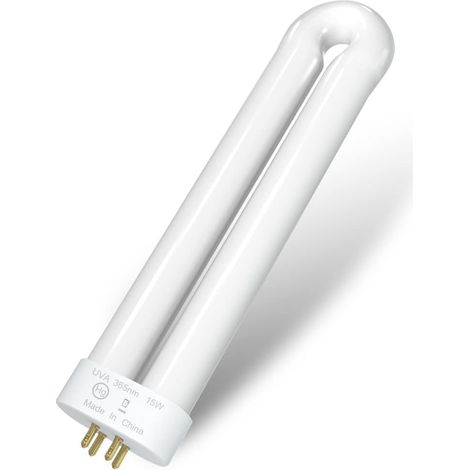 Ampoule UV - 15 W - Longueur d Onde 365 nm - Culot 4 Broches - Forme U - Pour Destructeur Insectes - 1 Unite
