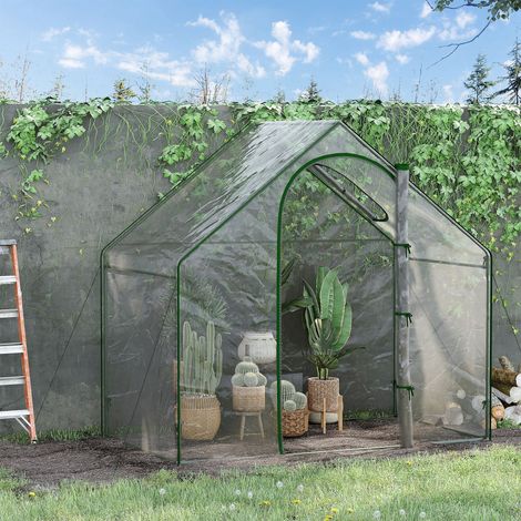 Invernadero de jardín para balcón o terraza, invernadero para tomates, 1,8 m de largo x 1 m de ancho x 1,68 m de alto, acero y plástico impermeables, verde transparente.