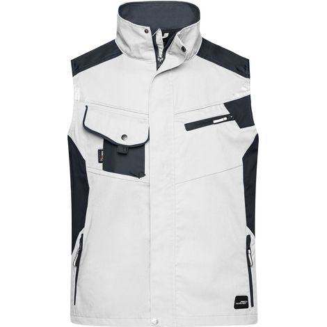 James & Nicholson Workwear Weste JN822 Gr. 6XL white/carbon (1/4)