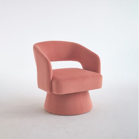 Sillón giratorio 360° de terciopelo rosa con base metálica HOMVRA (1/5)