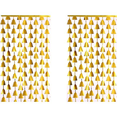 Guirlande Métallique en Feuille - Rideau à Pendants pour Décoration de Fête - 1 m x 2 m - Idéal pour Mariage, Anniversaire, Noël, Studio Photo - 2 Pièces (1/5)