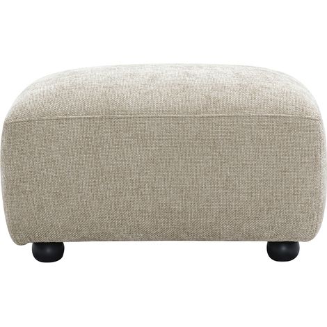 Puf reposapiés en tejido efecto terciopelo texturizado beige JOYA (1/4)