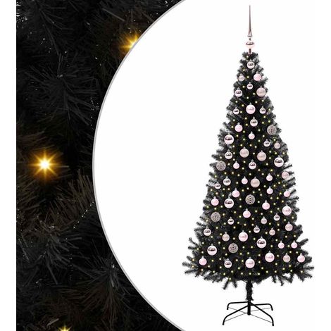 Albero di Natale Albero natalizio Albero festivo con 300 LED con supporto Nero 180 cm PVC (1/5)