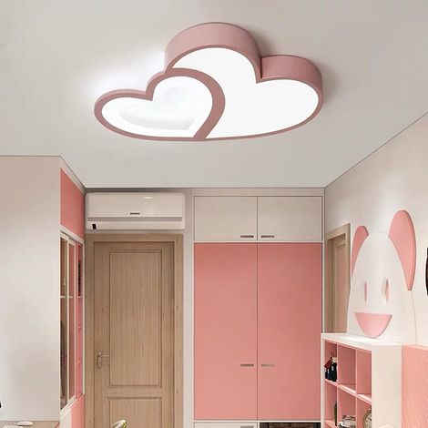 Senderpick – Plafonnier LED double cœur 55 cm – Intensité variable – 3 couleurs – Télécommande – Éclairage chambre enfant – Acrylique et fer (1/5)