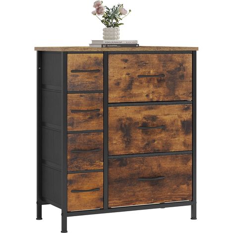 WOLTU Modern 7 Fabric Drawer Chest of Drawers Vintage Brown and Black (1/5)