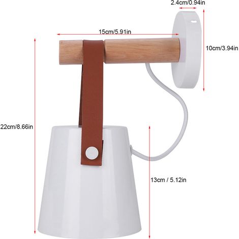 Applique murale moderne en bois et fer pour chambre, véranda, couloir, bureau – luminaire décoratif (blanc) (1/5)