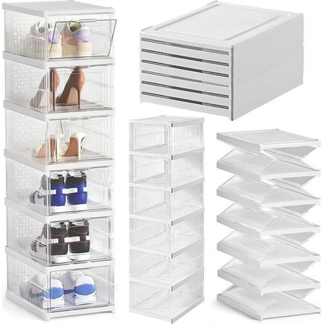 Organisateur de chaussures transparent à 5 niveaux, adapté à l'entrée, à la chambre ou au dressing, idéal pour les espaces intérieurs et les routines quotidiennes.-AquaForge