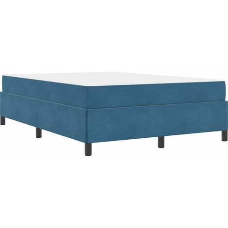 Estructura de cama Azul oscuro y blanco 140 x 190 cm Terciopelo vidaXL (1/5)