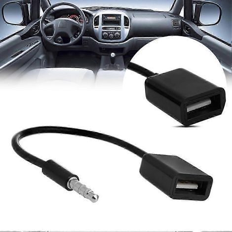 Câble convertisseur USB 2.0 mâle vers prise jack 3,5 mm femelle, adaptateur audio pour autoradio MP3, connexion voiture, fil extensible (1/3)