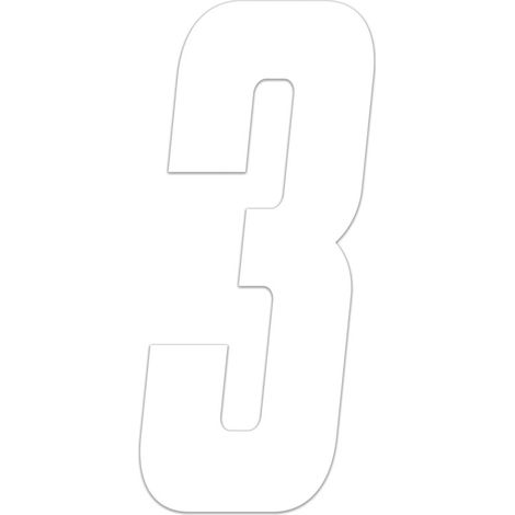 Numeri Adesivi Moto Cross, Set da 3 pezzi, 21 cm - Numeri: 3 - Colore: BIANCO