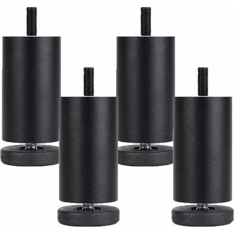 4 Pièces Pieds de Meubles Reglables Pieds de Meubles en Alliage d'aluminium Meubles Jambes Ronde Métal Pattes de Meuble Table Canapé Lit,Noir(10cm) (1/4)